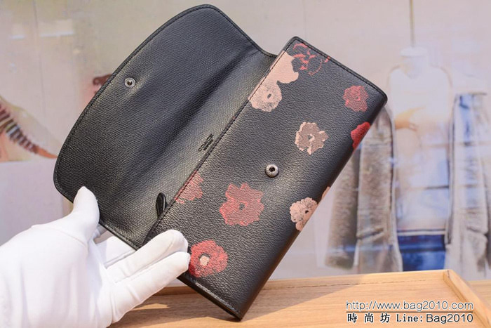 COACH蔻馳 專櫃代購 復古山茶花 長款信封翻蓋錢包 55675  Chz1207